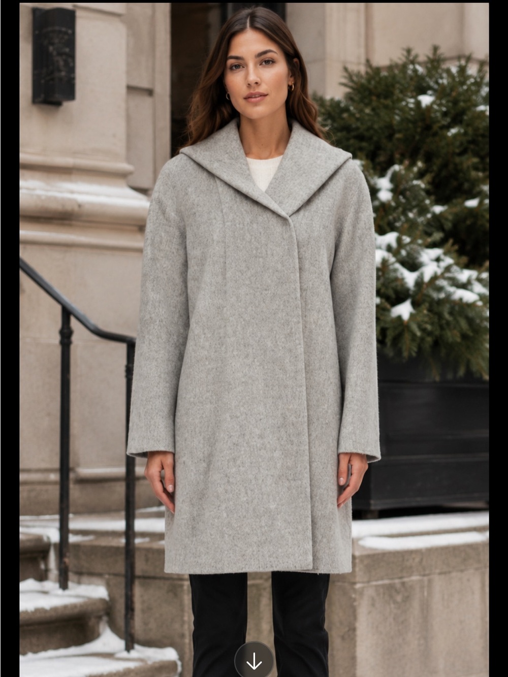 VINCE Wool Flannel Hooded Wrap Coat In Heather Gray Size L $695 NWT